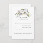 Witte Bloemen bruiloft RSVP (Voorkant / Achterkant)
