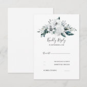 Witte Bloemen bruiloft RSVP Kaartje (Voorkant / Achterkant)