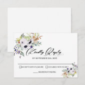 Witte Bloemen bruiloft RSVP Kaartje (Voorkant / Achterkant)