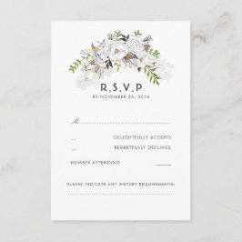Witte Bloemen bruiloft RSVP Kaartje
