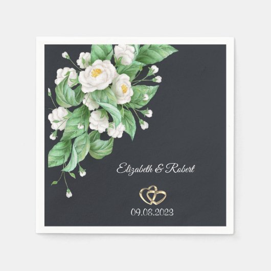 Witte Bloemen Bruiloft Servet (Voorkant)