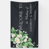 Witte Bloemen Bruiloft Spandoek (Verticaal)