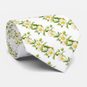 Witte bloemen bruiloft stropdas (Opgerold)