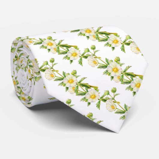 Witte bloemen bruiloft stropdas (Opgerold)