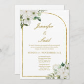 Witte Bloemen bruiloft uitnodiging in het Spaans (Voorkant / Achterkant)