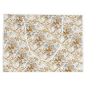 Witte bloemen bruiloft verjaardag elegant groot cadeauzakje (Achterkant)