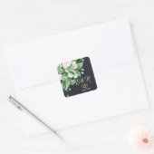 Witte Bloemen Bruiloft Vierkante Sticker (Envelop)