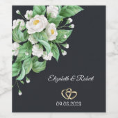 Witte Bloemen Bruiloft Wijn Etiket (Enkel label)