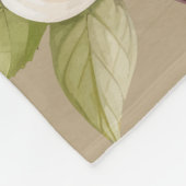 Witte bloemen bruine achtergrond fleece deken (Hoek)