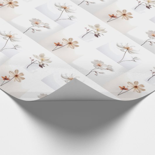 Witte bloemen cadeaupapier (Hoek)