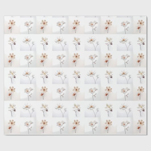 Witte bloemen cadeaupapier (Vlak)