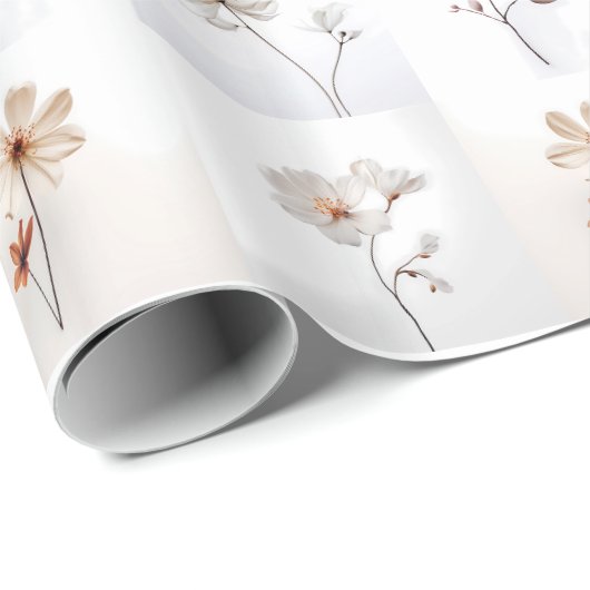 Witte bloemen cadeaupapier (Rol Hoek)