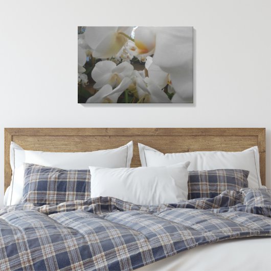Witte bloemen canvas afdruk (Insitu (Slaapkamer))