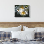 Witte bloemen canvas afdruk (Insitu (Slaapkamer))