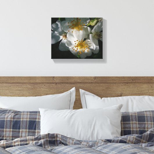 Witte bloemen canvas afdruk (Insitu (Slaapkamer))