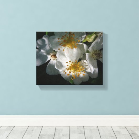 Witte bloemen canvas afdruk (Insitu (Houten vloer))