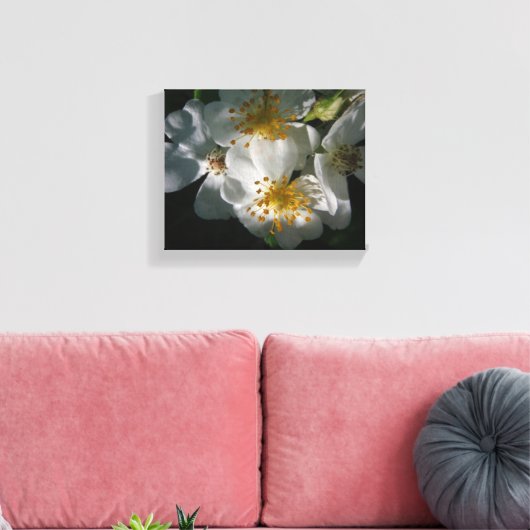 Witte bloemen canvas afdruk (Insitu (Woonkamer))