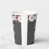 Witte Bloemen Chalkboard Proost op 100e verjaardag Papieren Bekers (Links)