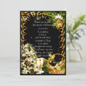 Witte Bloemen Champagne Nieuwjaar Uitnodiging (Staand voorkant)