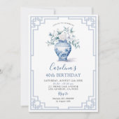 Witte Bloemen Chinoiserie Ginger Jar Verjaardag Kaart (Voorkant)