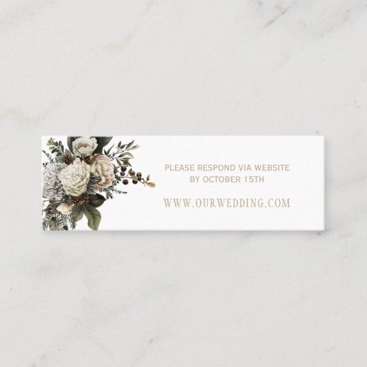 Witte bloemen chique bruiloft website behuizing ka mini visitekaartje (Voorkant)