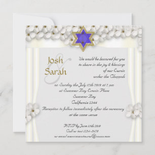 Witte bloemen chuppah Joodse bruiloft Kaart