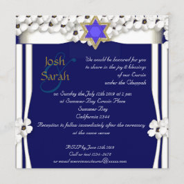 Witte bloemen chuppah Joodse bruiloft Kaart