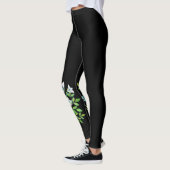 witte bloemen corsage bladeren natuur floraal zwar leggings (Links)