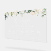 Witte Bloemen, Cream Bloemen, Bruiloft Tijdlijn Acryl Bord (Hoek)