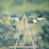 Witte Bloemen, Cream Bloemen, Bruiloft Tijdlijn Acryl Bord (Neutraal)