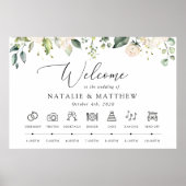 Witte Bloemen, Cream Bloemen, Bruiloft Tijdlijn Poster (Voorkant)