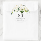 Witte bloemen & Cream Elegant 80th Birthday Ronde Sticker (Tas)