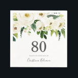 Witte bloemen & Cream Elegant 80th Birthday Servet<br><div class="desc">Witte bloemen & Cream Elegant 80th Birthday Party Napkin Zie bijbehorend collectie in niche en nestwinkel</div>