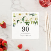 Witte bloemen & Cream Elegant 90th Birthday Servet (Insitu)