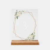 Witte bloemen, Cream Flowers, Boho, Table Numbers Acryl Bord (Voorkant)