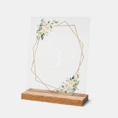 Witte bloemen, Cream Flowers, Boho, Table Numbers Acryl Bord (Hoek)
