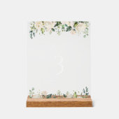 Witte bloemen, Cream Flowers, Boho, Table Numbers Acryl Bord (Voorkant)