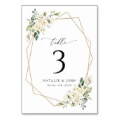 Witte bloemen, Cream Flowers, Boho, Table Numbers Kaart (Voorkant)