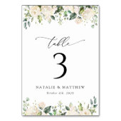 Witte bloemen, Cream Flowers, Boho, Table Numbers Kaart (Voorkant)