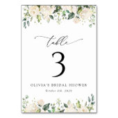 Witte bloemen, Cream Flowers, Boho, Table Numbers Kaart (Voorkant)
