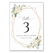 Witte bloemen, Cream Flowers, Boho, Table Numbers Kaart (Voorkant)