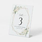 Witte bloemen, Cream Flowers, Boho, Table Numbers Reclamebord Met Voetstuk (Voorkant)