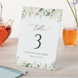 Witte bloemen, Cream Flowers, Boho, Table Numbers Reclamebord Met Voetstuk
