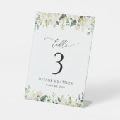 Witte bloemen, Cream Flowers, Boho, Table Numbers Reclamebord Met Voetstuk (Voorkant)