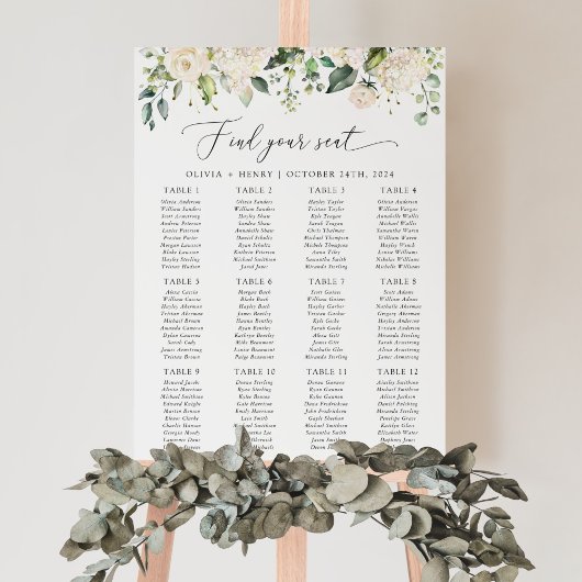 Witte bloemen, Cream Flowers, Boho, Zitkaarten Poster