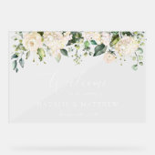 Witte bloemen, Cream Flowers, Weddenschap Acryl Bord (Voorkant)