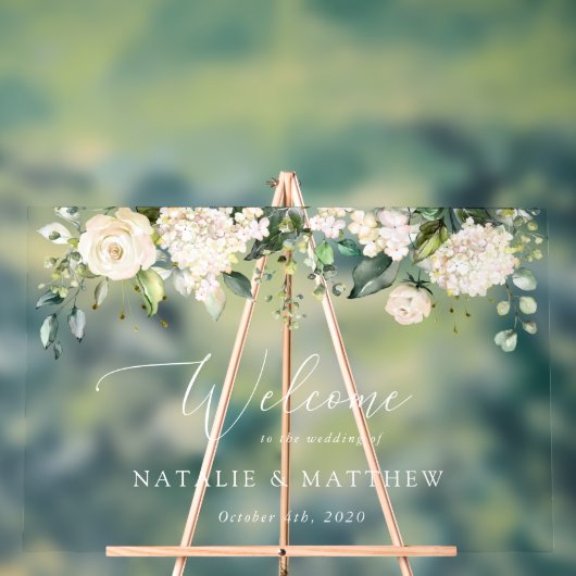 Witte bloemen, Cream Flowers, Weddenschap Acryl Bord (Neutraal)