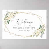 Witte bloemen, Cream Flowers, Weddenschap Poster (Voorkant)