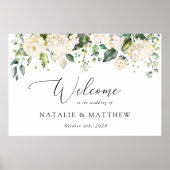 Witte bloemen, Cream Flowers, Weddenschap Poster (Voorkant)