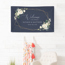 Witte bloemen, Cream Flowers, Weddenschap Spandoek